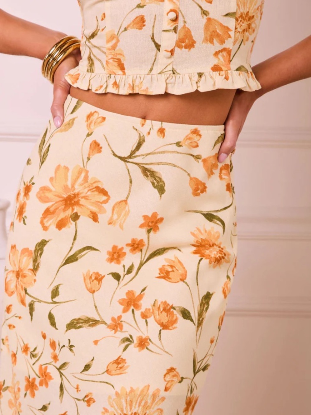 Floral Linen Skirt Set - Picture 4 of 8